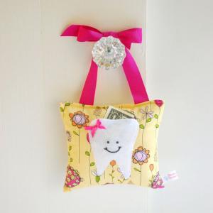 Girls Tooth Fairy Pillow In Pink And Yellow