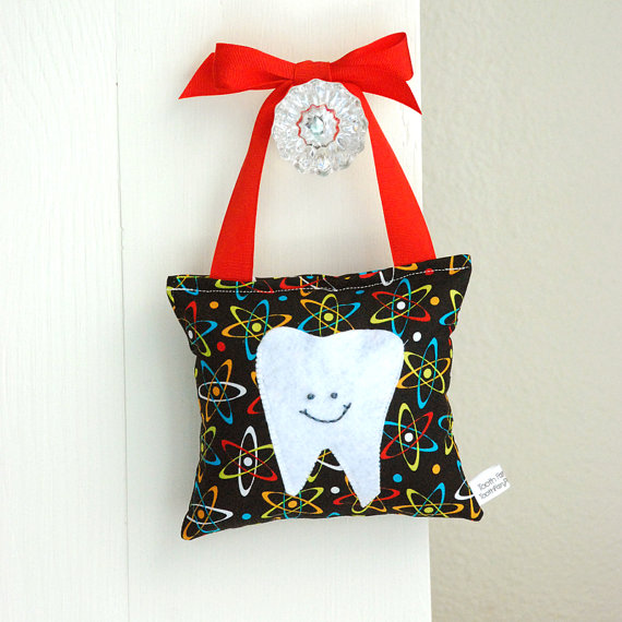 Tooth Fairy Pillow For Boys In Science, Chemistry, Atom Print Cotton